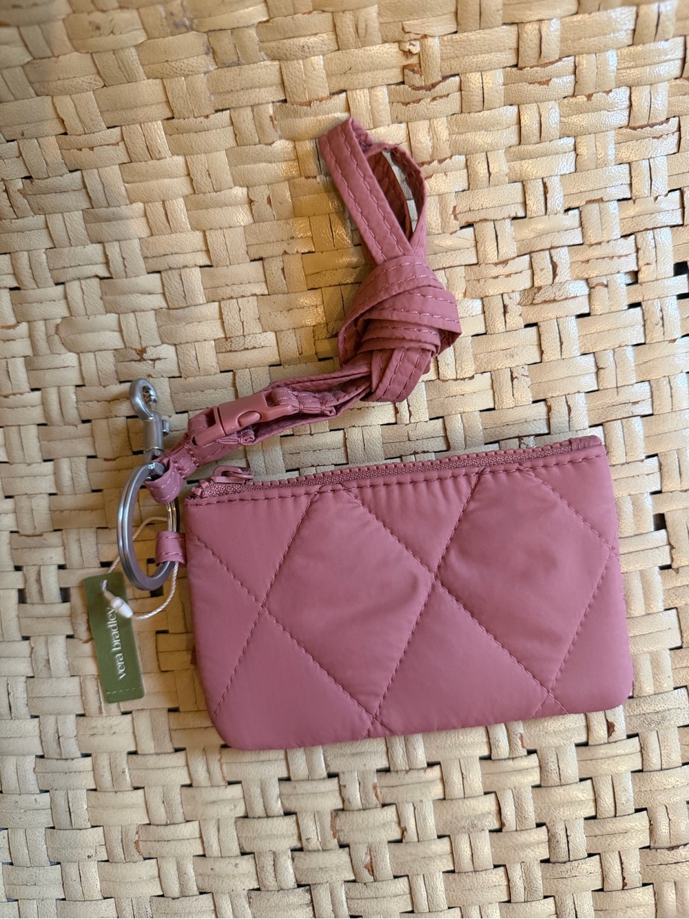 Vera Bradley Rose Quilted Zip ID Pouch With Lanyard NWT